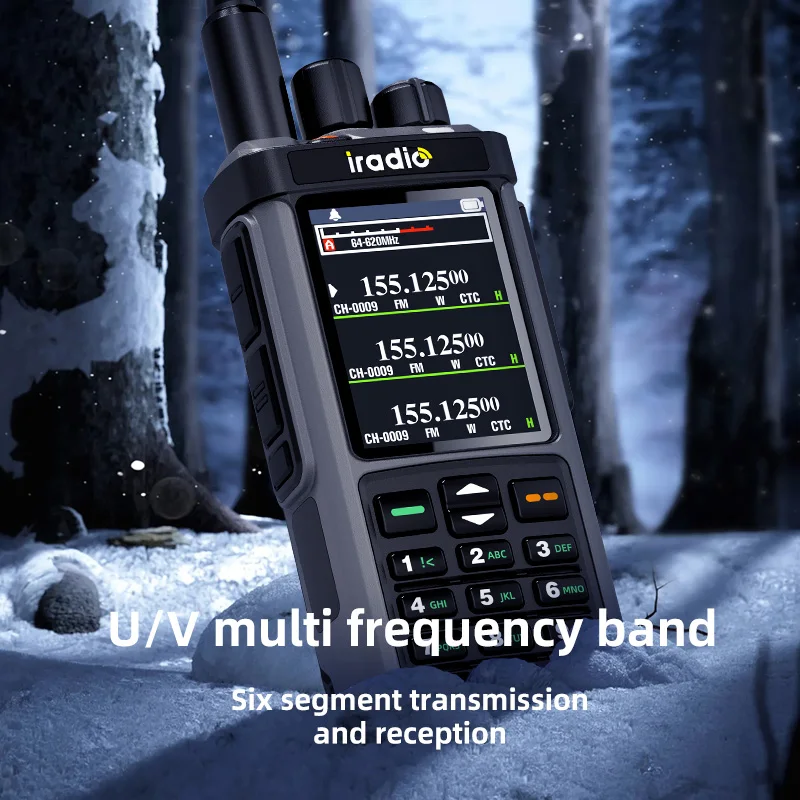 Iradio UV-98 Plus 10W Multi Band Ham Radio, 18-620/840-1000MHz RX, 1024CH, 2.4in Screen, USB-C Walkie Talkie