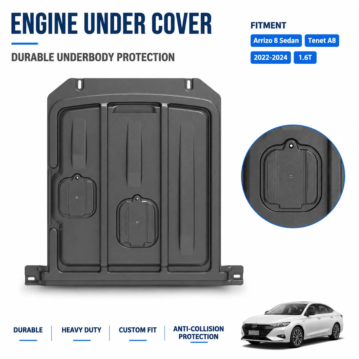 Custom Fit Engine Skid Plate For Chery Arrizo 8 Sedan Tenet A8 2022-2024 1.6T Heavy Duty Underbody Protection Daily Driving