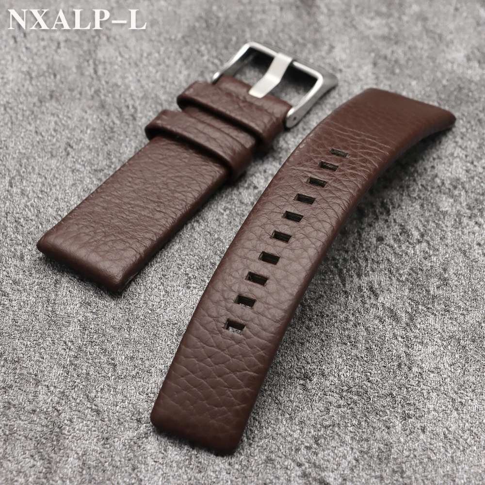 Genuine Leather Watch Band for Diesel Dz7313 Dz7322 7257 4323 1657 Series Litchi Pattern Cowhide Strap 18/22/24/26/27/28/30/32mm
