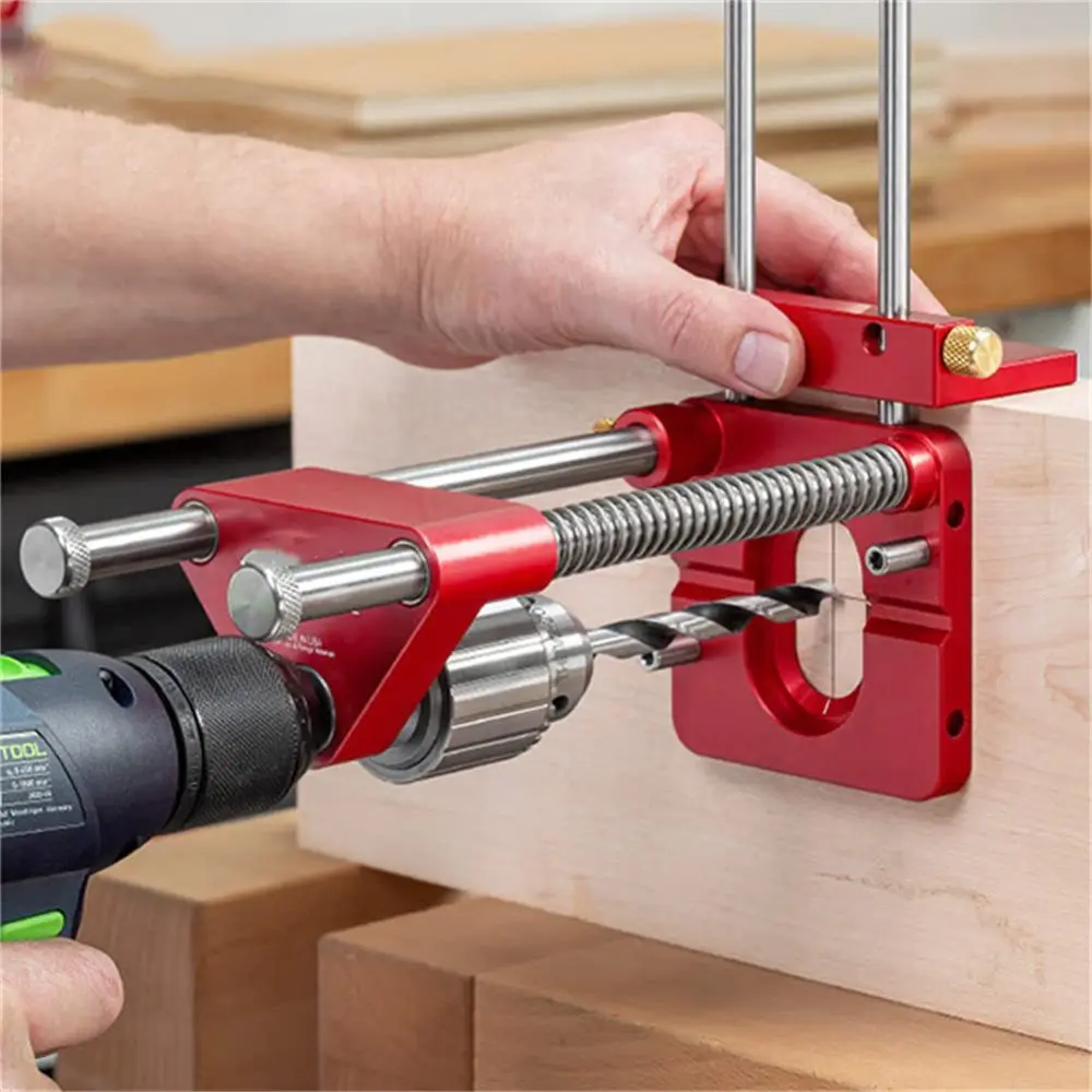 Professional Drill Locator Woodworking Positioning Guide Portable Aluminum Alloy Hole Puncher Measuring Accessory