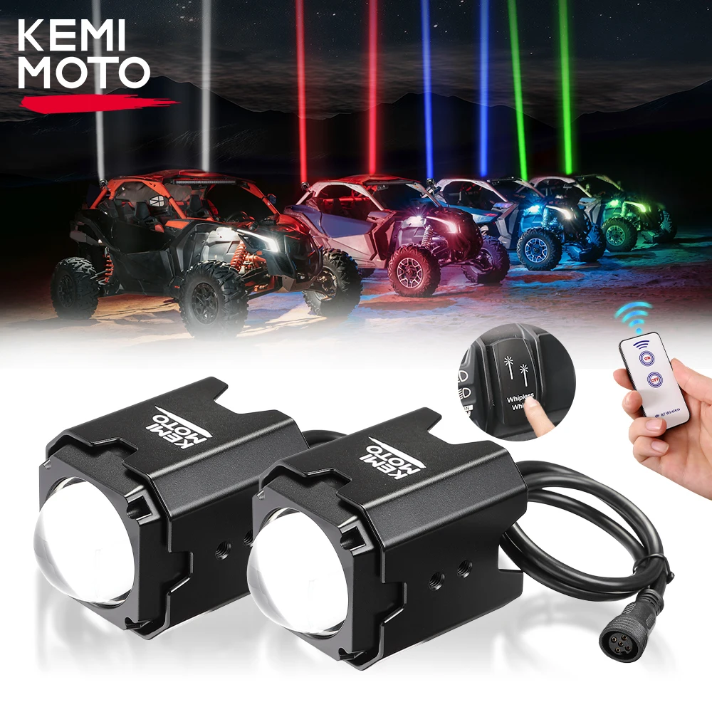 

KEMIMOTO Whipless LED Whip Lights Fits 1.5''-2'' Roll Bar Mounts for SXS Compatible with Polaris RZR for Can-Am Maverick X3