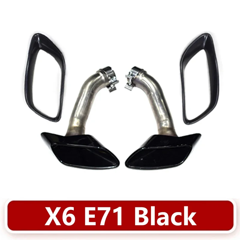 For DEX Exhaust Tips for 2008-2013  X6 E71 35i Upgrade M50i Square Mouth Stainless Steel Exhaust Pipes Muffler Nozzle