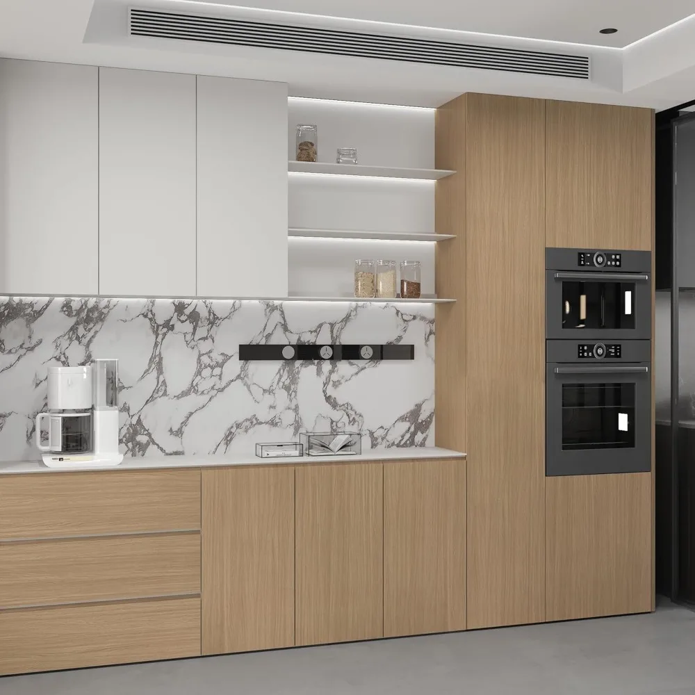 ورق اتصال عريض للغاية مقاوم للماء وقابل للإزالة ذاتي اللصق من خشب البلوط للجدران والأسطح، قشر ولصق بني فاتح