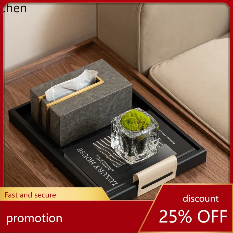 

CZ Niche Retro Striped Leather Tissue Box Decorative Box Ornament Coffee Table Desktop Model Room Soft Decoration