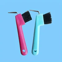 1pc Anti-Slip Soft Grip Hoof Pick Rubber With Brush Plastic Horse Hoof Care Grooming Horseshoe Brush Professional Cleaning Tools