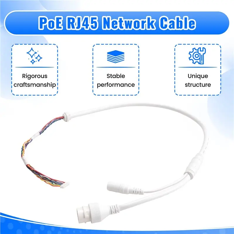 Ethernet LAN Cable 10 Pin 10 Core Poe RJ45 Network Cable For Hikvision IP Camera, High-Speed Data Transfer-PZZW
