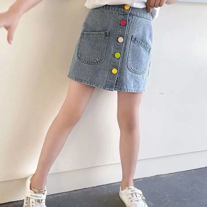 Children Girls Denim Skirt Summer Baby Cowboy Short Skirts New Kids Clothes Girls 4 To 12 Cute Skirt