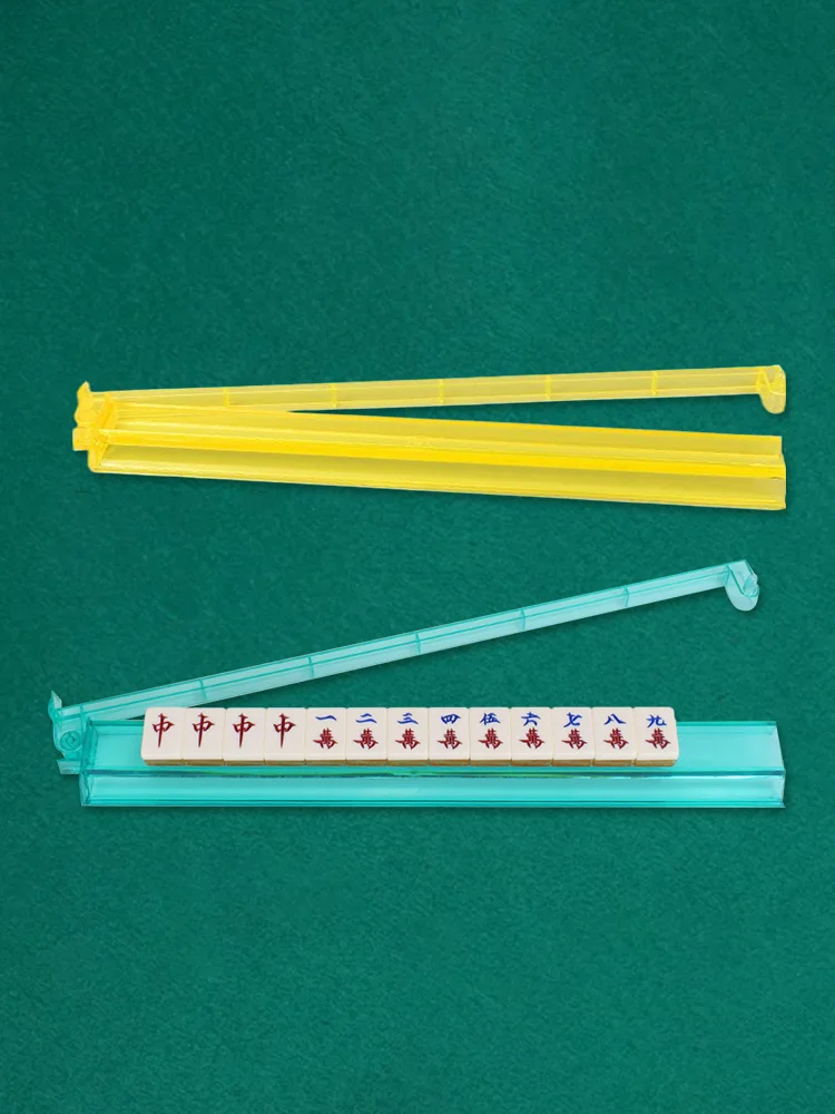 4 Pcs Majiang Tile Rack with Built-in Pusher Modern Mahjong Rack 4 Color Mahjong Rack and Pusher Combo for Mahjong Games
