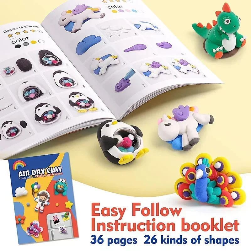 أطفال DIY دليل الثلاجة البلاستيسين الطين خفيفة للغاية الهواء الجاف النمذجة الطين غير سامة مجموعة ألعاب آمنة للأطفال الفن الحرفية #5