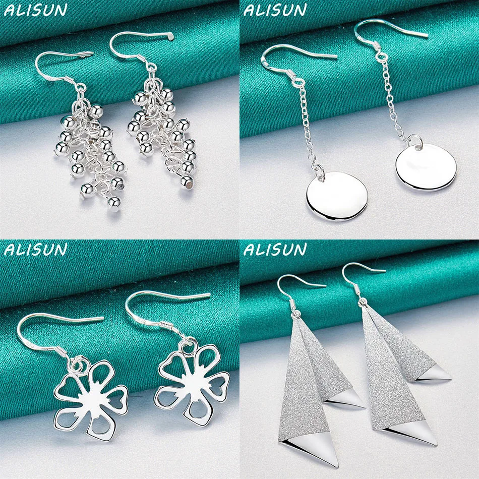 

ALISUN 925 Sterling Silver Geometric Drop Earrings For Women Fashion Jewelry Charm Grace Noble Wedding Accessories