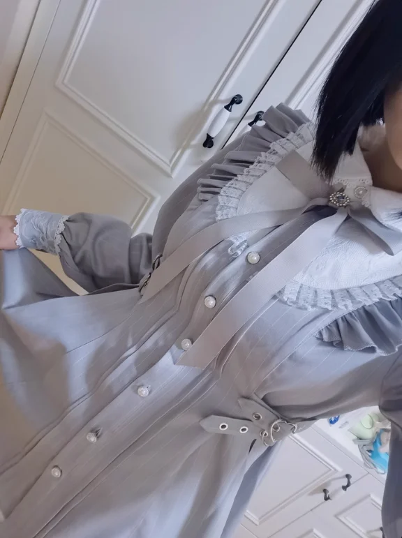 

Japanese Sweet Cute Bow Doll Collar Long Sleeve Dress for Women Waist-Cinching Cute Lolita Dresses and Shorts Two Piece Set