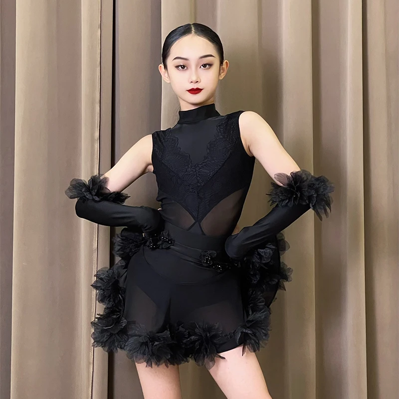 

Latin Dance Dress Girls Kids Ballroom Cha Cha Costumes Modern Waltz Rumba Competition Dancewear Latin Professional Stage Outfits