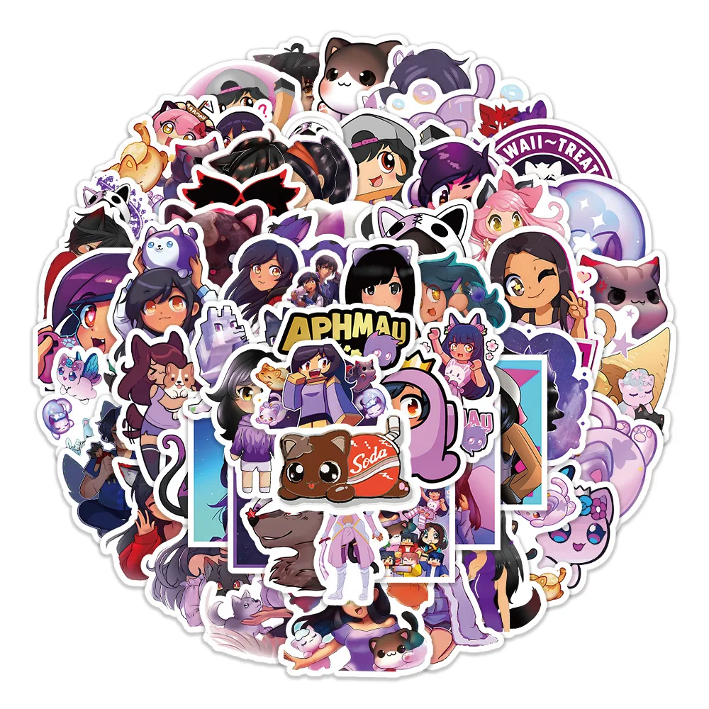 10/60PCS  Cartoon Cute Kawaii Aphmau Stickers For Kids Laptop Guitar Skateboard Fridge Phone Waterproof DIY Graffiti Sticker