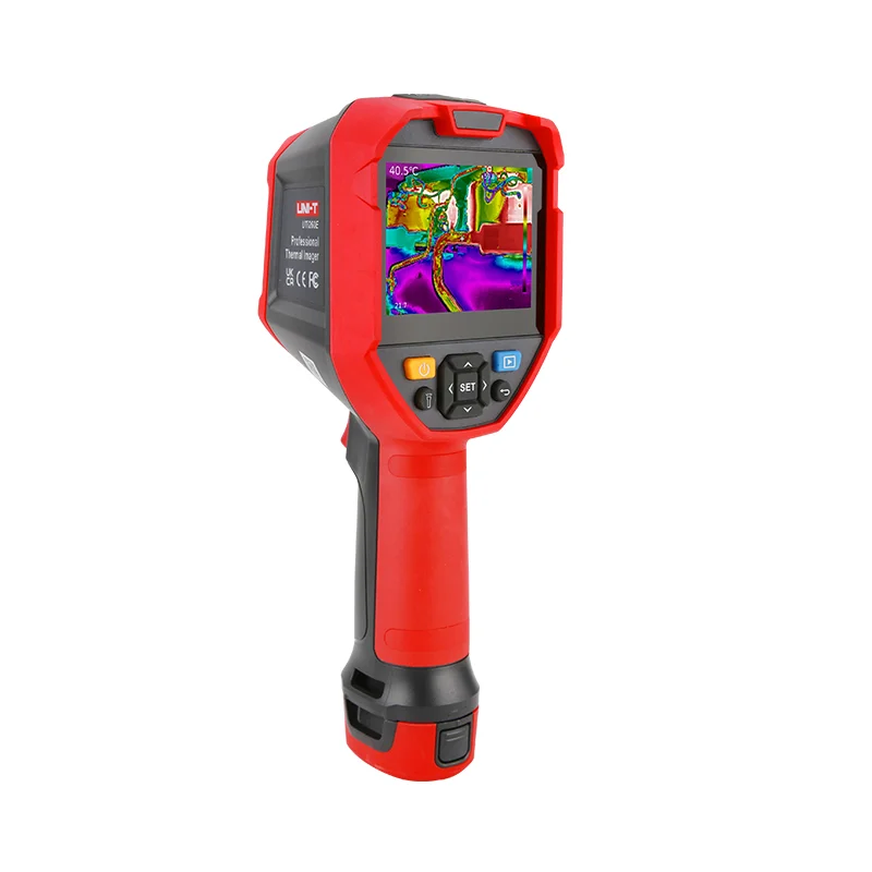 Resolução 256x192 do termovisor infravermelho UNI-T UTi260E; medição de temperatura visual do aquecimento de piso/placa/motor