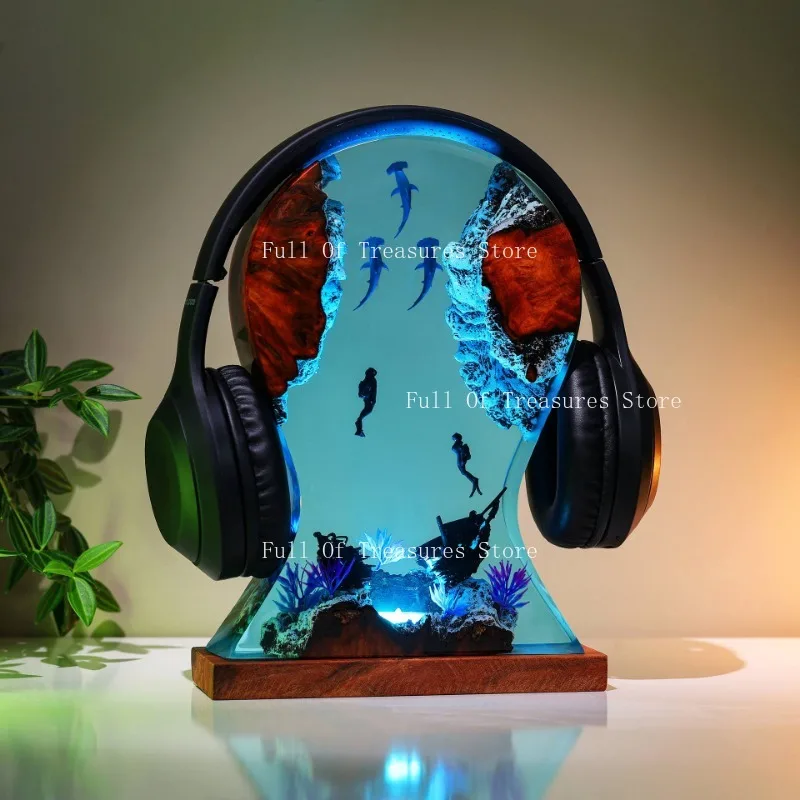 

Father's Day Gift Epoxy Headphone Holder Drop Head and Diver Resin Light
