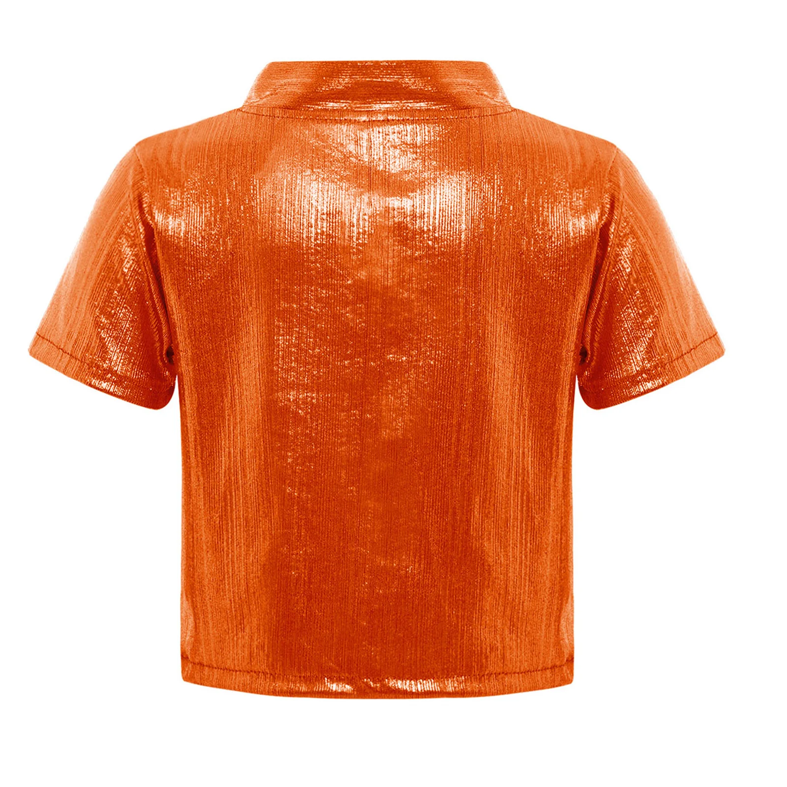 Moda per ragazze Top metallizzati Costume da spettacolo per bambini Streetwear Festival musicale Abiti da ballo hip-hop T-shirt con lacci