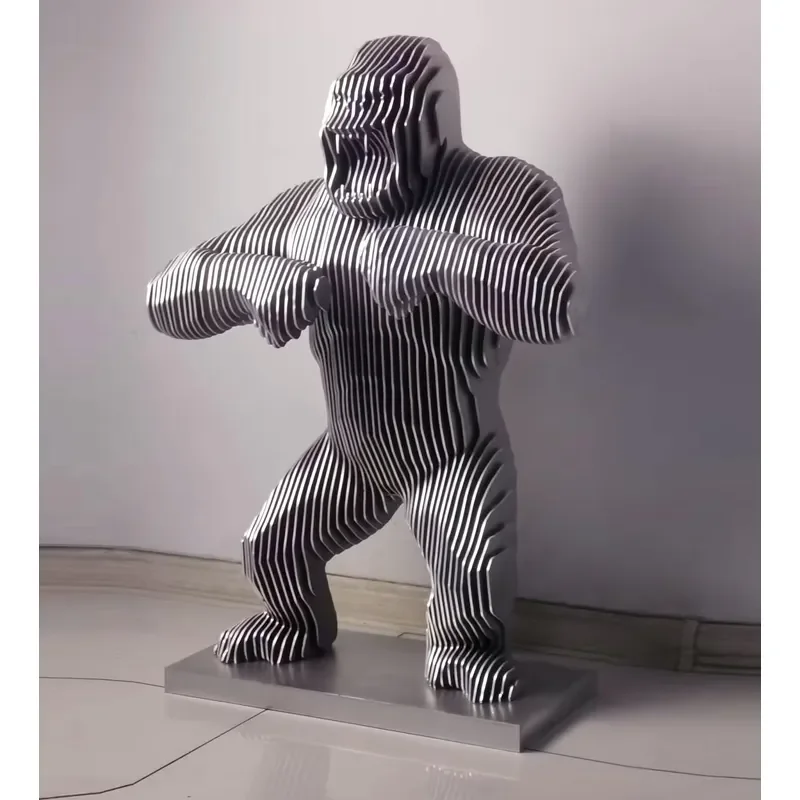 Abstract Hollow Art Gorilla Metal Crafts Shopping Mall Window Display Anime Statue Modern Sculpture Gagosian Gallery Decor