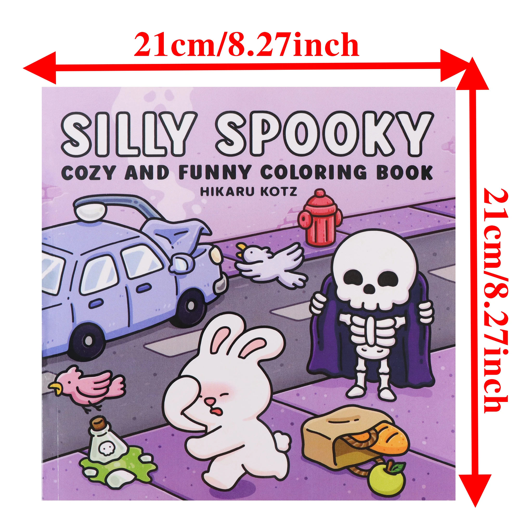 Spooky Cute Halloween Coloring Book for Adults & Teens, Cozy Coloring Book, Bold & Easy Stress Relief Coloring Pages, Cute Skele