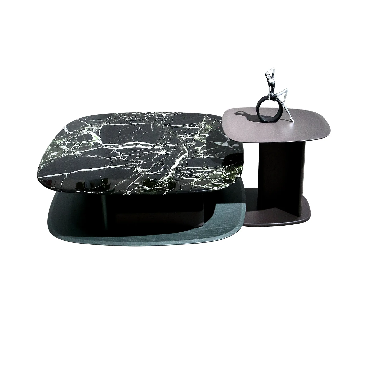 

Italian Designer Style Guest House Square Coffee Table, Luxury Living Room Home, High and Low Combination Coffee Table