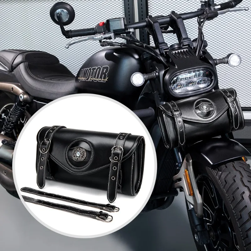 

Universal Motorcycle Front Fork Tool Bag Faux Leather Handlebar Roll Bag Fit Harley Sportster Kawasaki Yamaha Moto Acessorios