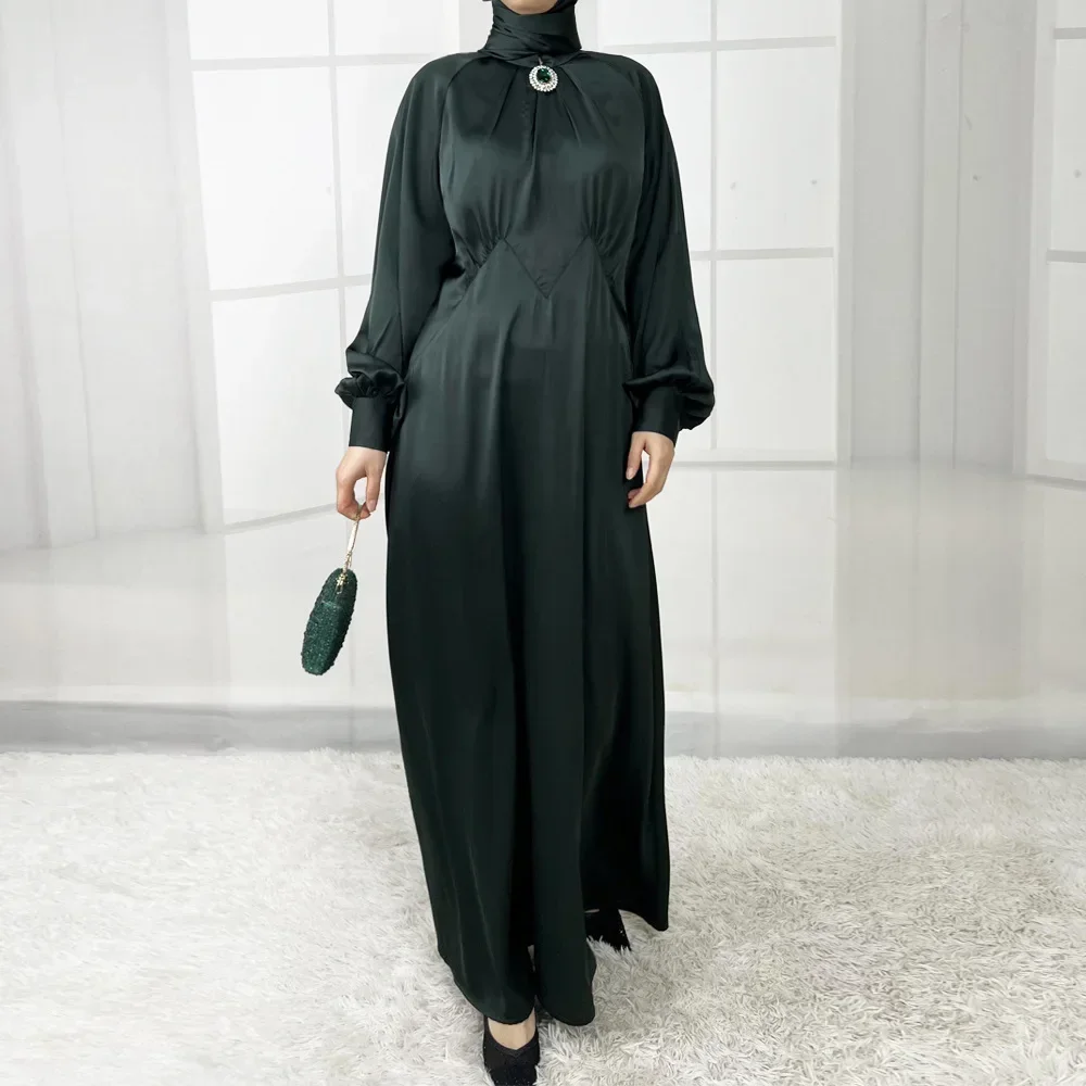 Ramadan Eid Satin Abaya Dubai Luxury Muslim Kaftan Dress Abayas for Women Kebaya Robe Femme Musulmane Vestidos Islam Jalabiya