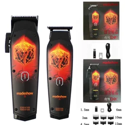 D0C D0T New MadeShow M10+M11 Professional Hair Clipper + Trimmer Set 0.1mmMair Cutter Cutting T Blade High Speed High Quality