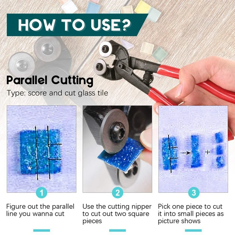 DIY Mosaic Pliers With Wheel Blades Round Pliers Cutter For Glass Tile Ceramic Cutting And Breacking Hand Tool