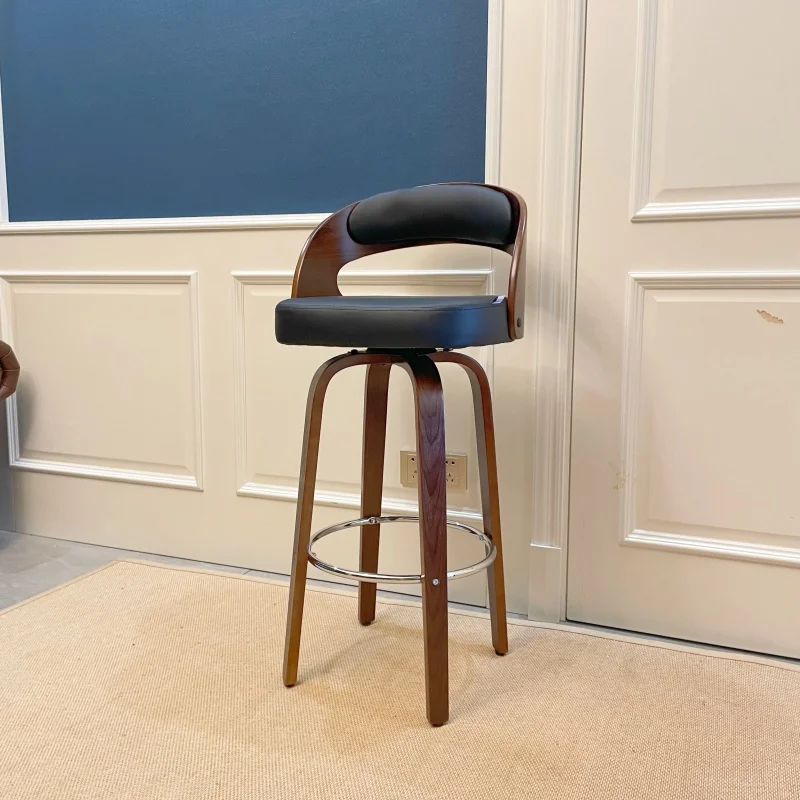 

360 Degree Swivel Counter Height Bar Chairs For Kitchen Island Counter Height with Padded Seat & Backrest Strong Wood Legs