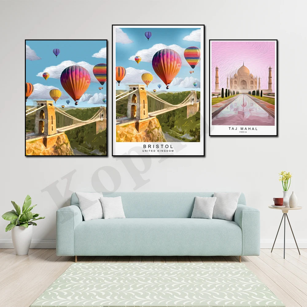 Bristol Hanging Clifton Bridge Taj Mahal Cinque Terre Italy Riviera Coastline Madrid Spain Abstract Landscape Poster