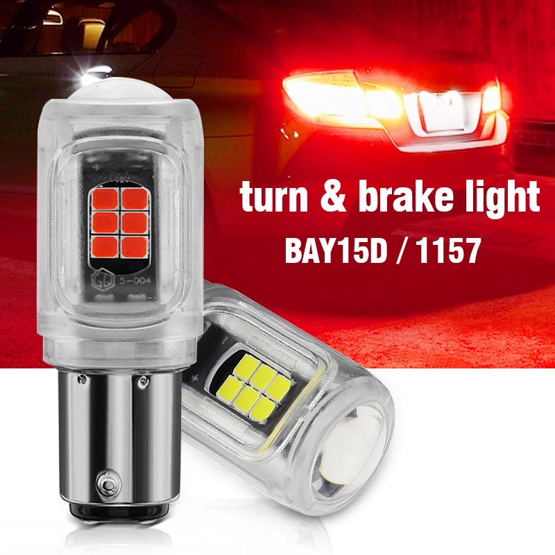 2Pcs 1157 BAY15D P21/5W LED Bulbs Constant/Strobe Flashing Turn Signal Lamp Canbus For Car/Motorcycle Reverse Brake Lamp 12V DRL