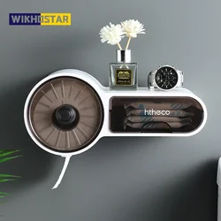Bathroom Toilet Paper Holder Waterproof Wall-Mounted Tissue Box Multifunctional Storage Rack Roll Paper Storage Box