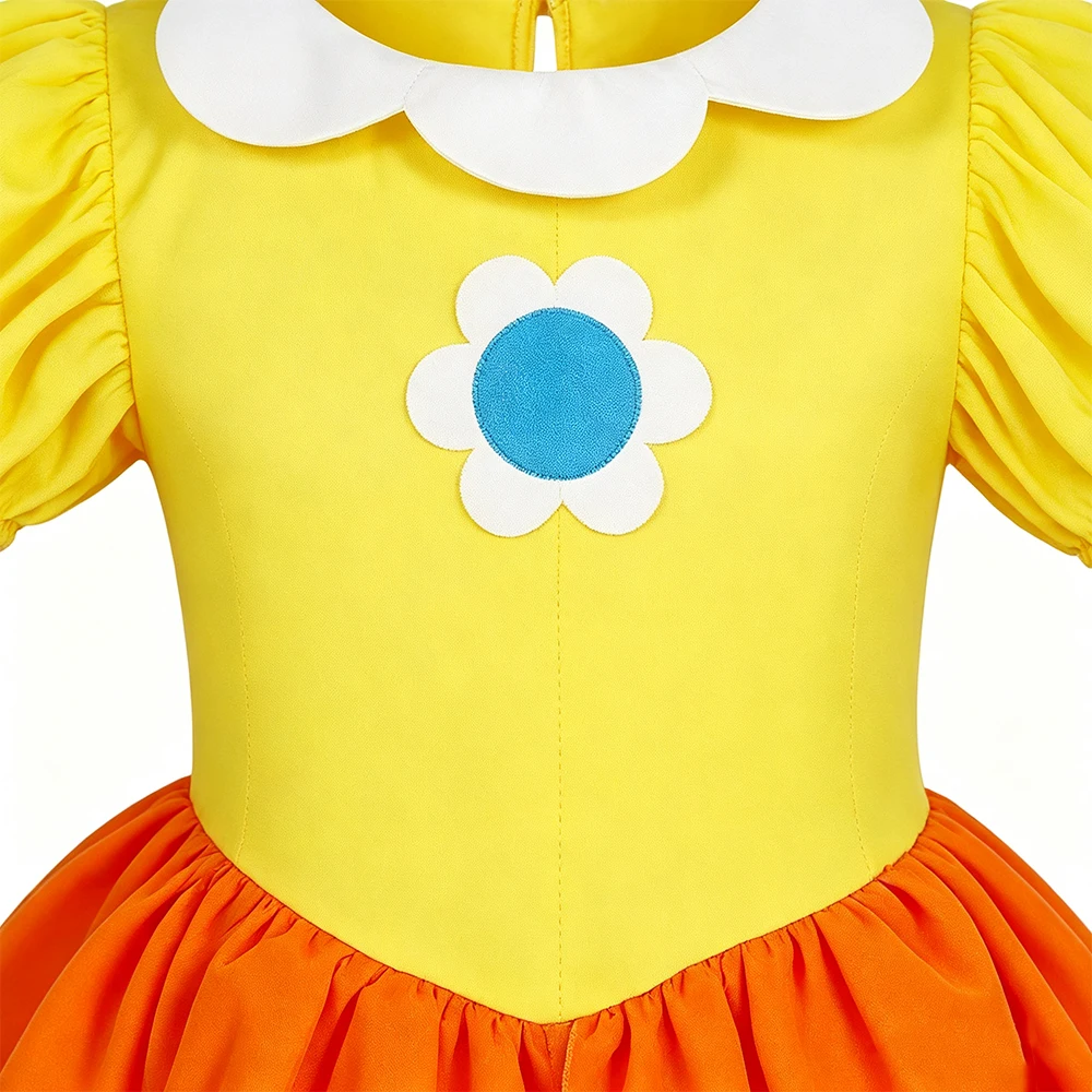 Daisy Kostüm Mädchen Gelbes Mehrlagiges Tüllkleid Kinder Halloween Karneval Geburtstagsfeier Prinzessinnenkleid 3 4 5 6 7 8 Jahre – Detail 5
