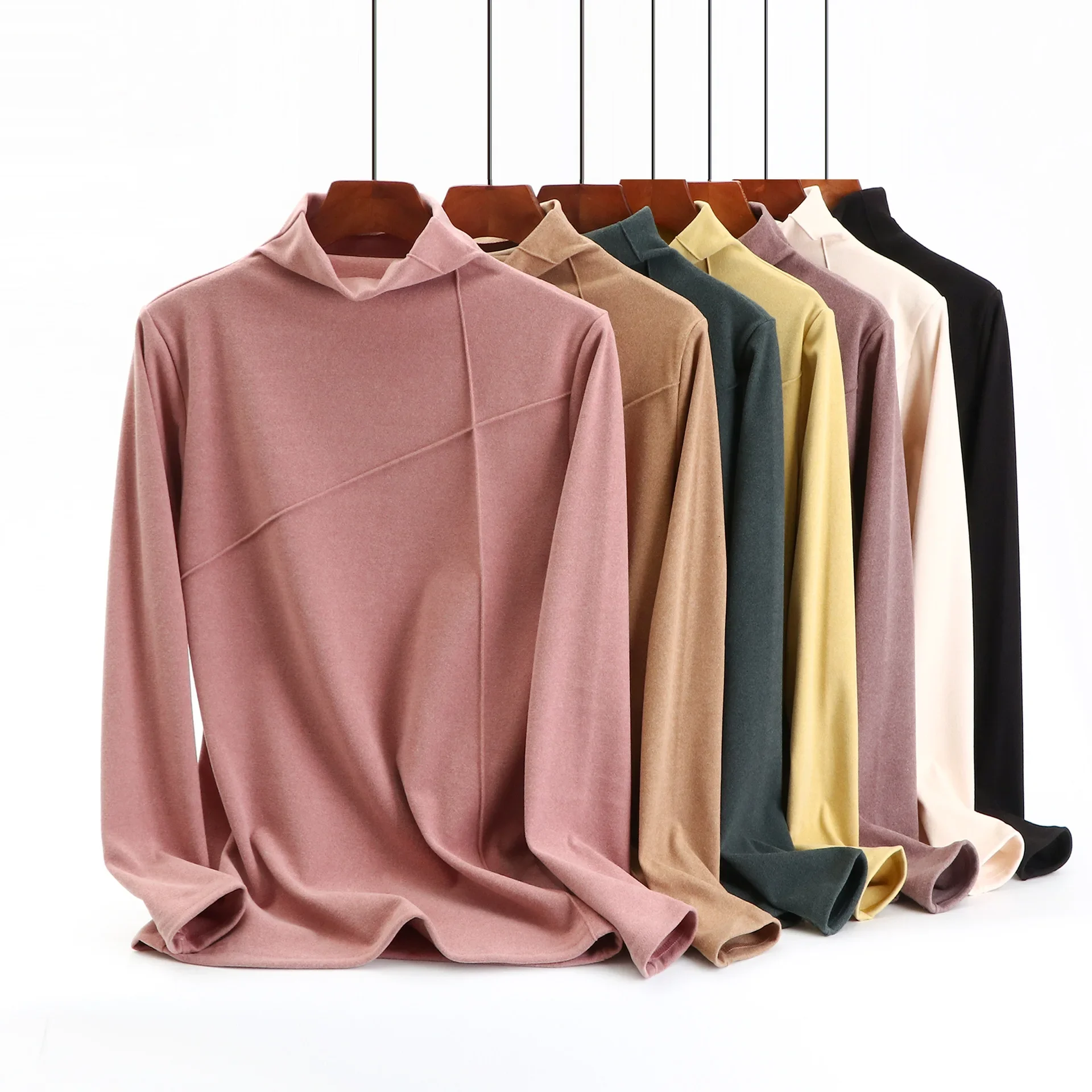 Dralon grube ciepłe t-shirty z długimi rękawami damskie polar termiczny najniższy Tshirt modna koszulka topy modne podkoszulki wszystkie mecze