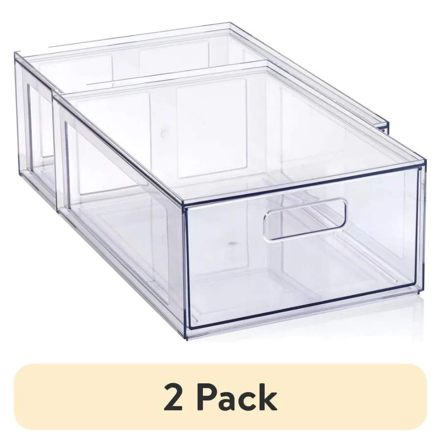 

2 pack Clear Glossy Plastic PullOut Closet Drawer Medium Size Adult Size