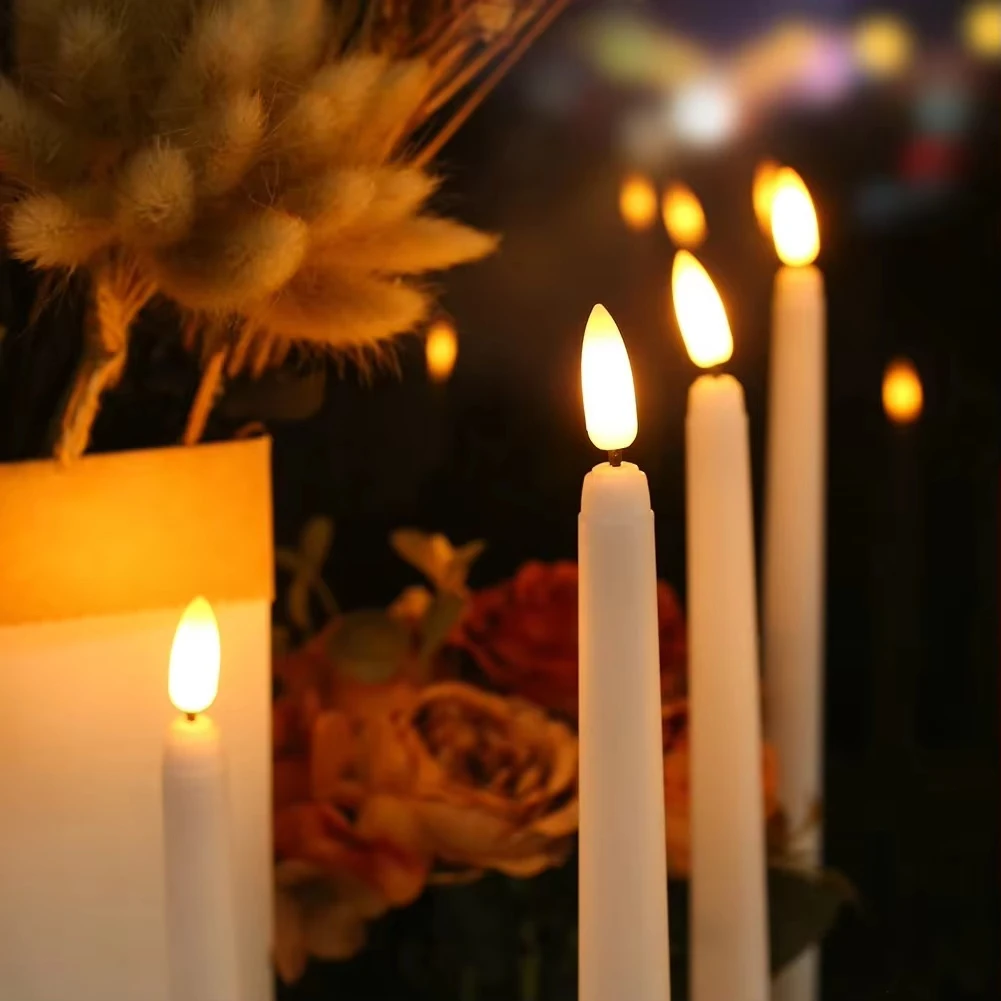 LED Flameless Taper Candles Flickering with 10-Key Remote 11