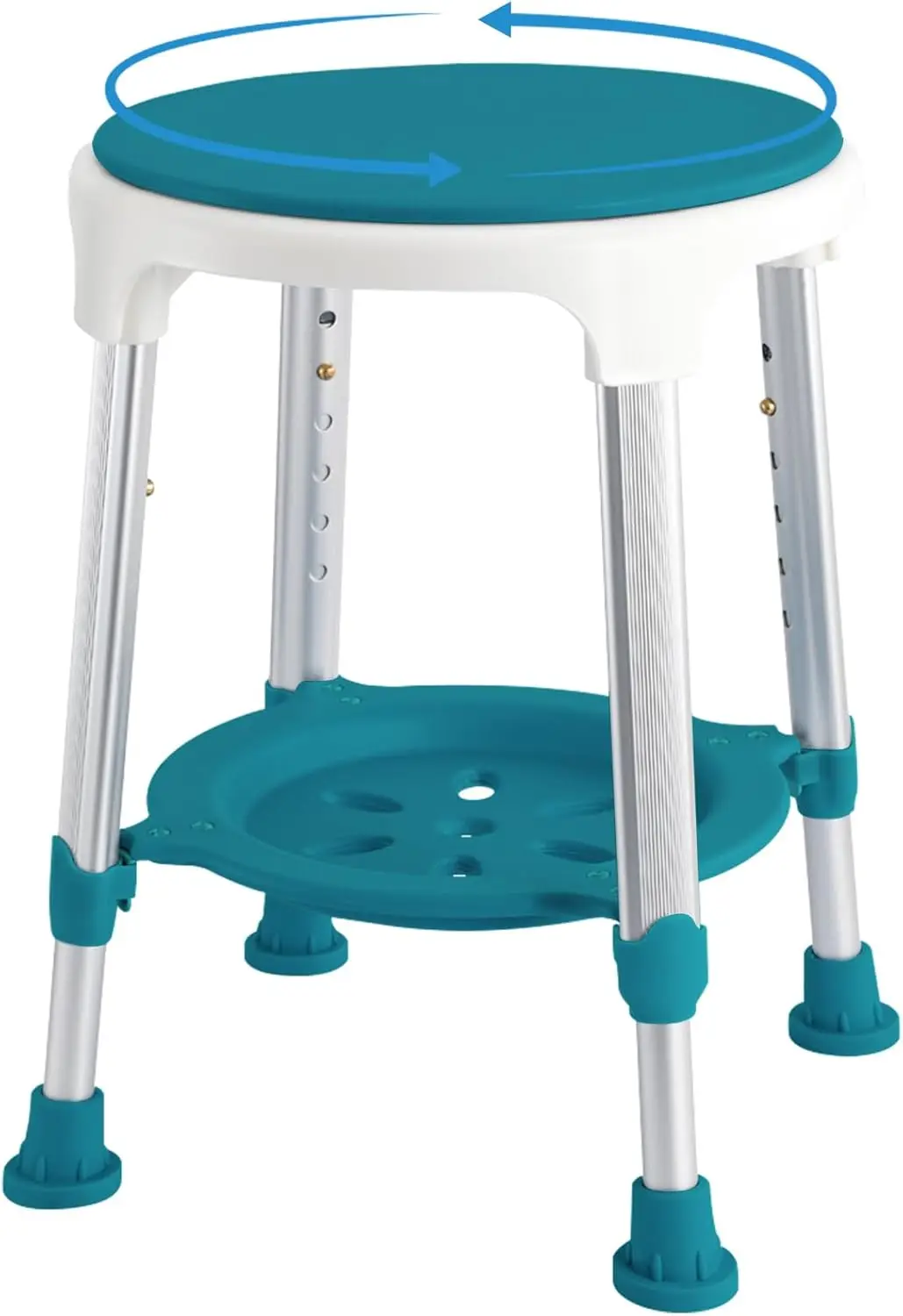 

360° Swivel Shower Stool with 6-Level Height Adjustment, Heavy Duty Bath Chair for Seniors, Easy Assembly, Green