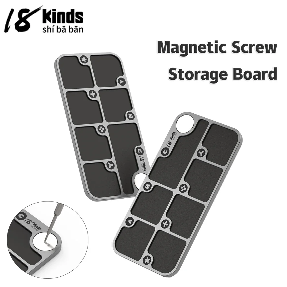 18 Kinds 7-Zone Magnetic Screw Organizer Pad, CNC Alloy Tool Holder with Partition for Screw Storage & Management