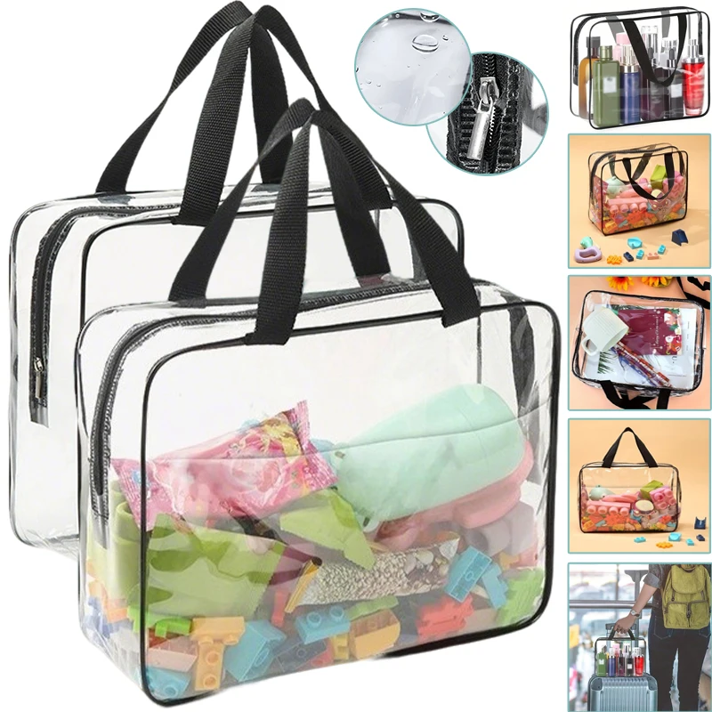 

1/4/6Pc Transparent PVC Storage Bag Portable Large Capacity Waterproof Makeup Organizer Bag with Zipper for Travel Book Tote Bag