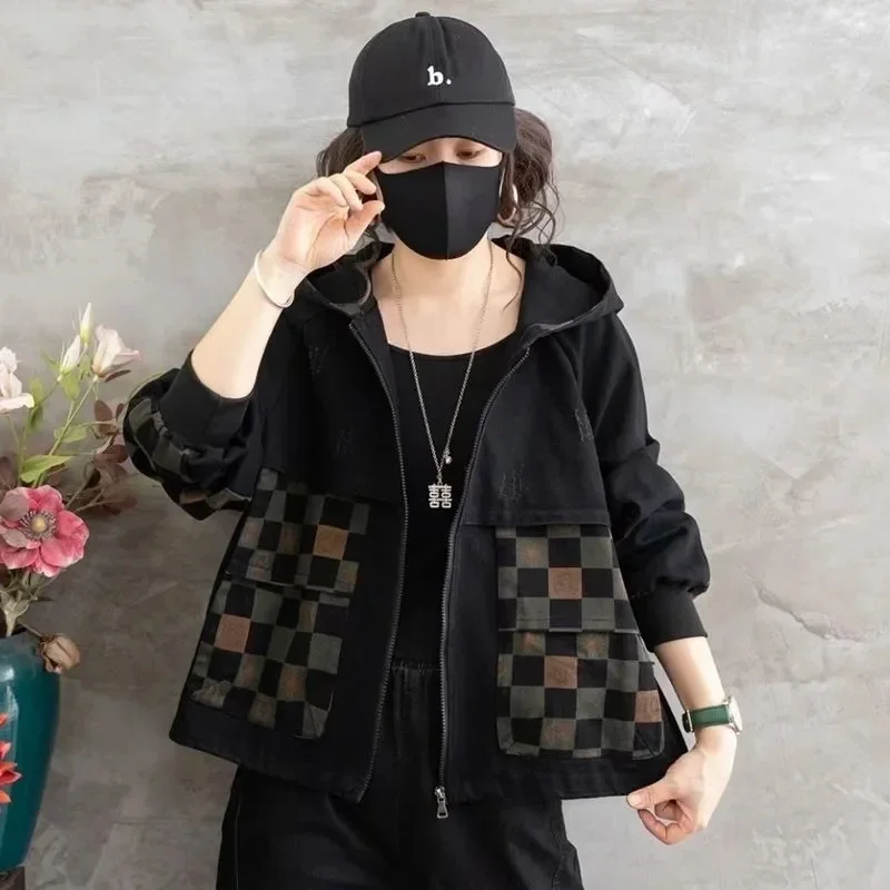 Pop Cowboy Jacket Women's Spring Autumn Hooded Loose Western Style Yersatile Korean Internet Famous Explosive Street Fas