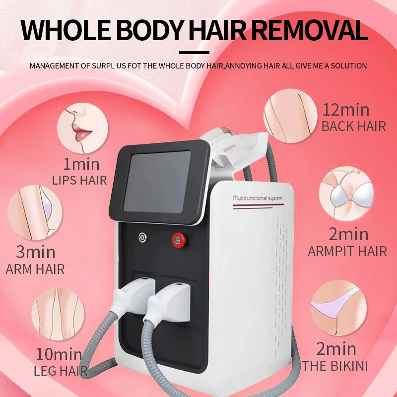 Professional High-End Diode 3 in 1 Multifunctional IPL Laser Hair  Machine Nd Yag OPT Tattoo Removal RF Face Lift