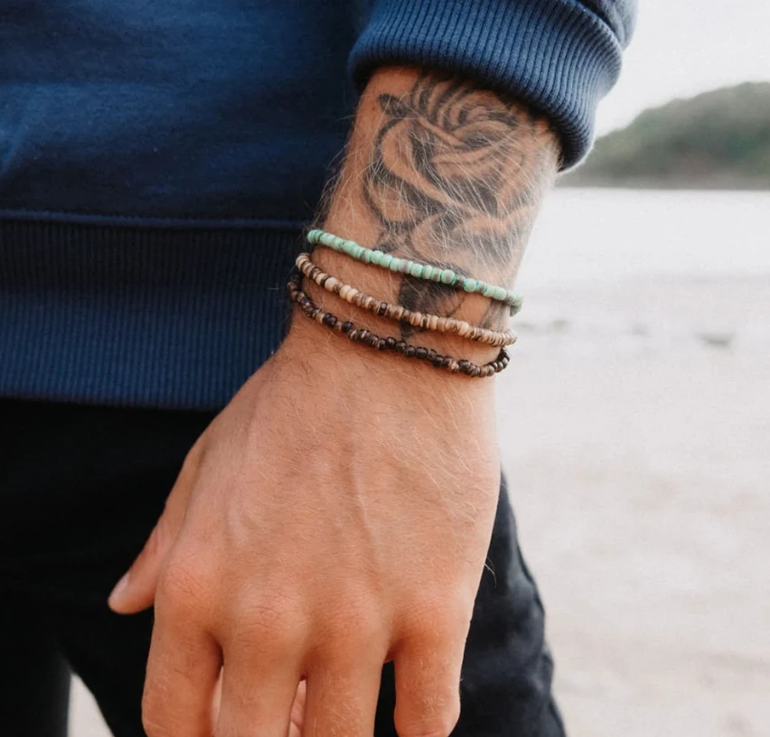 Holiday style wood beads coconut shell bracelet Boho versatile senior sense beads men's bracelet coconut shell bracelet