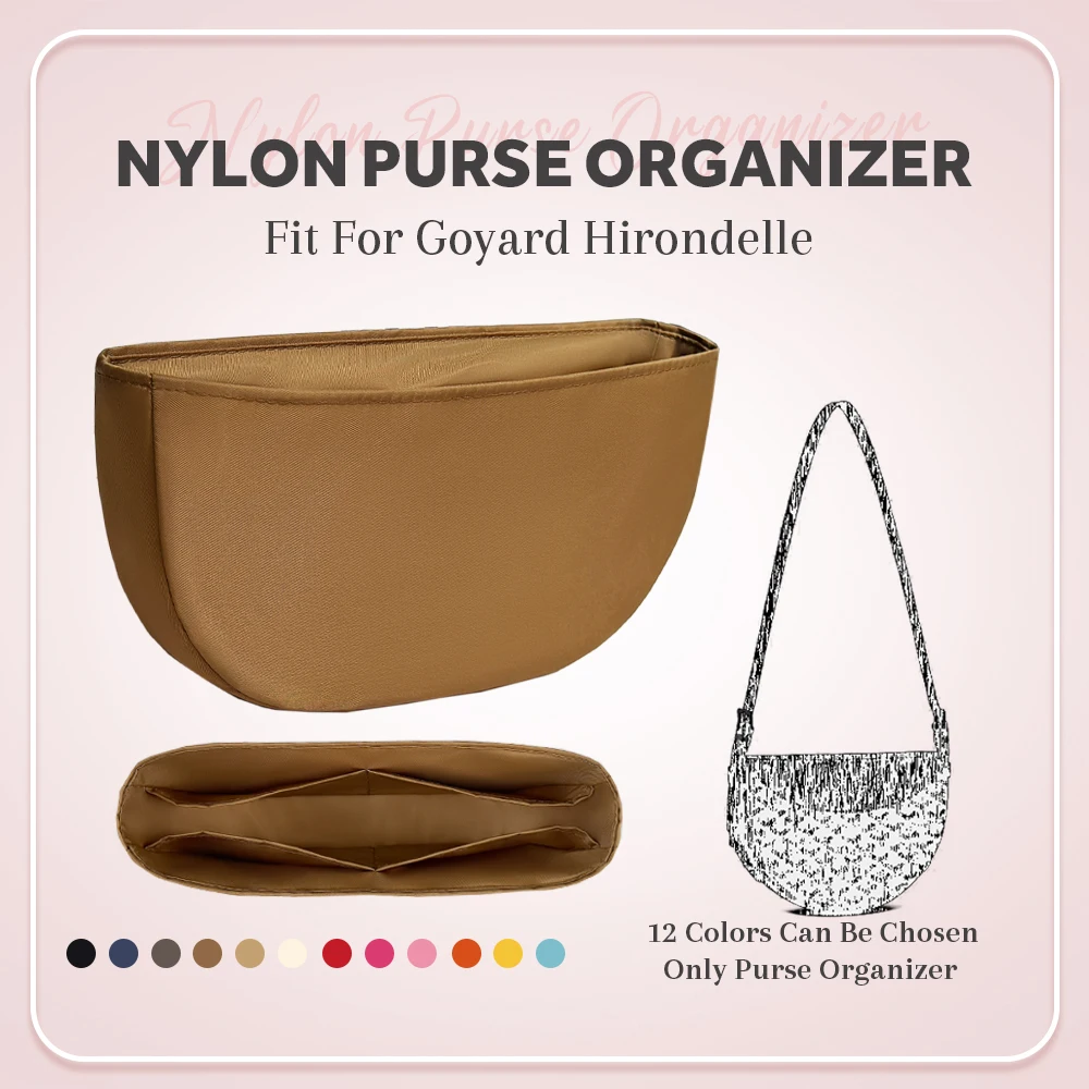 Nylon Purse Organizer Insert, Half Moon Bag Organizer Insert Fit for Goyard Hirondelle Bag  Slim Inside Bag In Bag Organizer