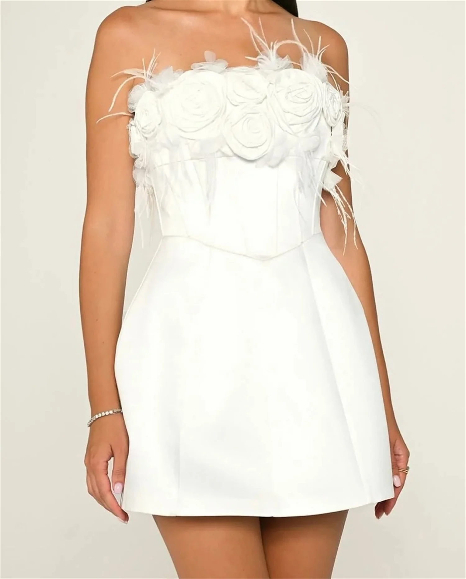 فستان سهرة نسائي من Aileen Vestidos De Noche فساتين زفاف على شكل زهور ثلاثية الأبعاد للحفلات فساتين حفلات فاخرة صغيرة من الريش مخصصة #5