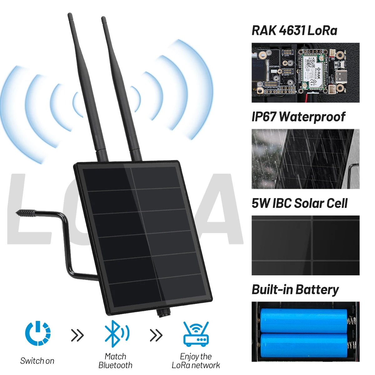 

D5 LoRa Solar Power Lora Node Repeater 3.7V with Wisblock RAK19007 RAK4630 SX1262 Dev-board Radio Lora Solar Meshcore Device