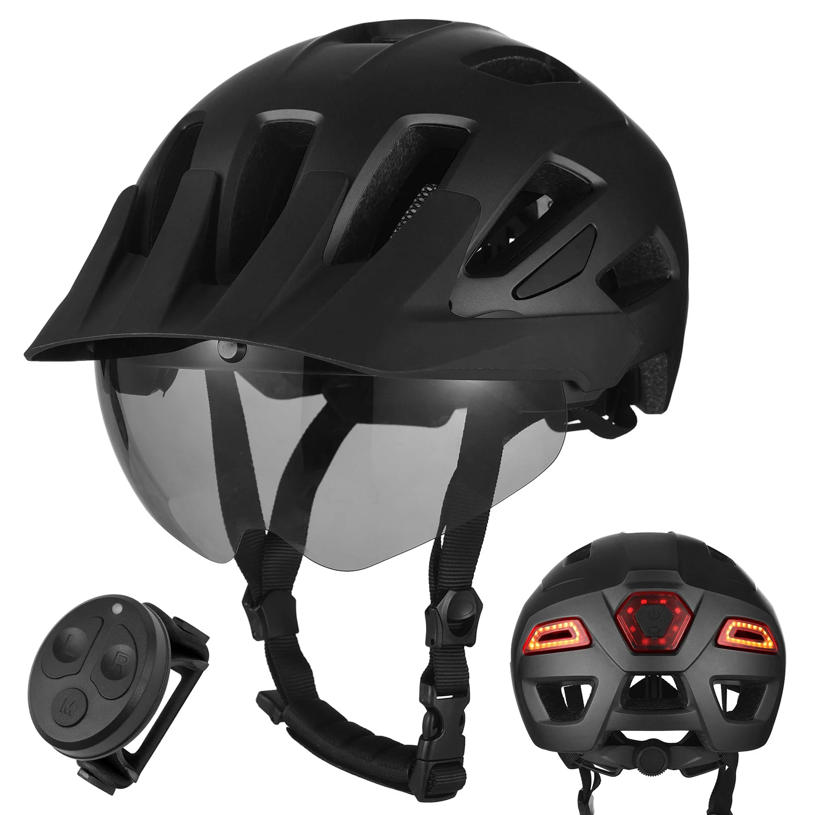 

Bike Helmet Mountain Bike Helmet With Remote Control Rechargble Light For Night Riding Multifunctional Turn Signal Helmet