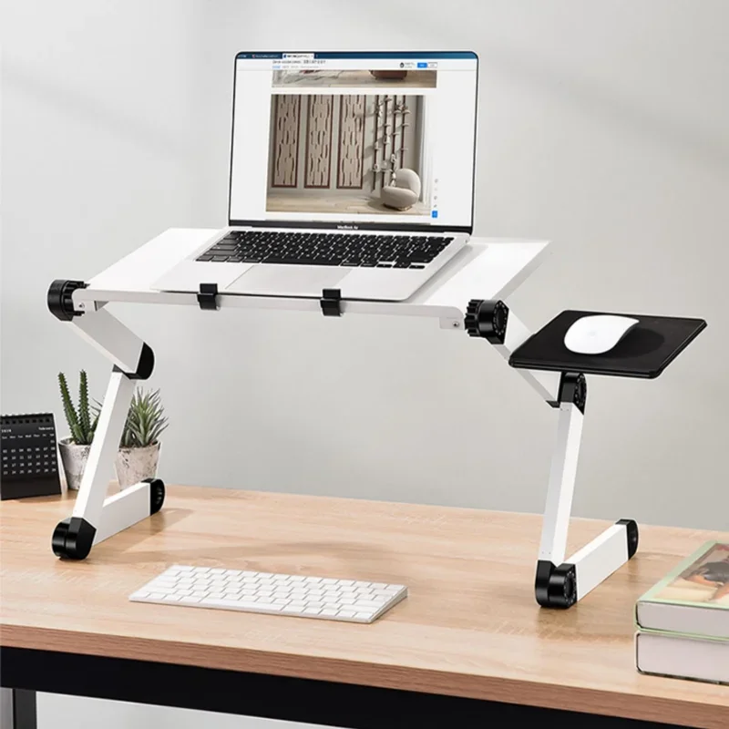 Portable Adjustable Foldable Computer Desk Laptop Rack TV Bed Desk with Desk Lamp Mouse Pad Cooling Fan Laptop Stand