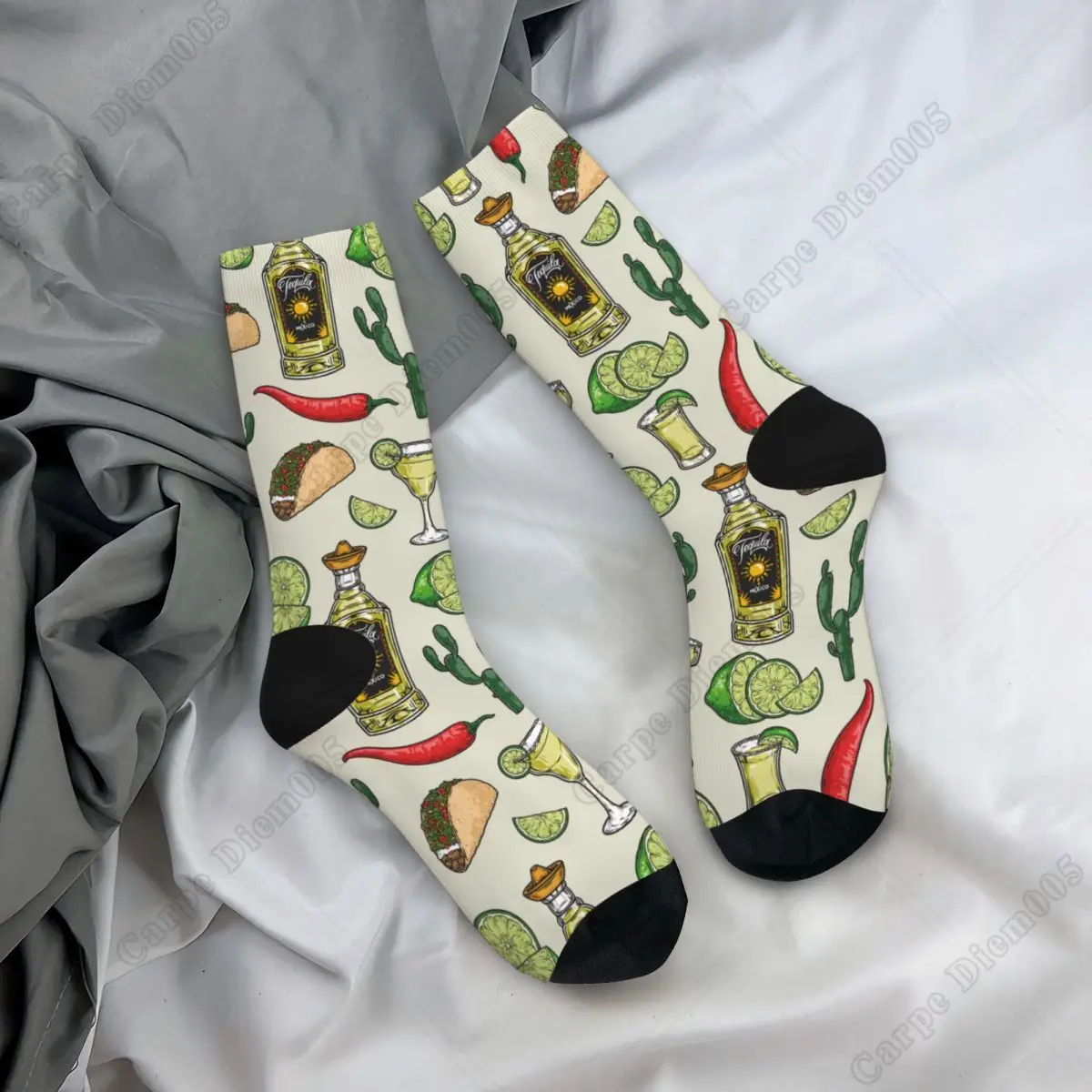 Mexico Taco Cactus Heren Nieuwigheid Grappig Casual Crew Sokken Print Unisex Heren Sokken Print