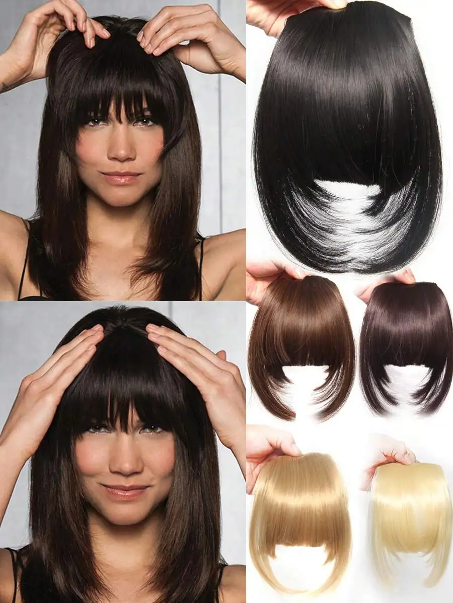 

Synthetic Bangs Black Brown Blonde Pink Grey Clip In Hair Piece Front Hair Extension Fake Bangs Natural Fake False Hairpiece For Women Daily Party Halloween Use High Temperature Fiber