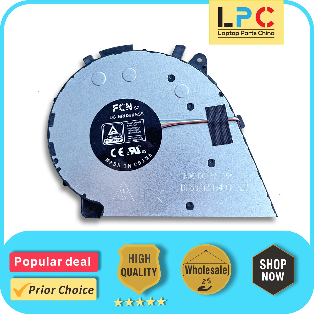 For Lenovo Yoga 7i-14ITL5 CPU Cooling Fan New Original Laptop Cooler Radiator Heat Sink DC 5V 0.5A DFS5K12115491N