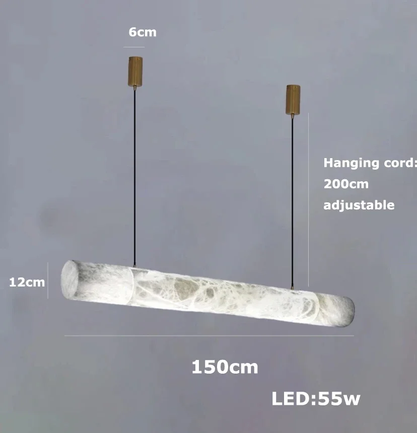 Natuurlijke marmeren hanglamp Luxe koperen marmeren kroonluchter Hotel lobby restaurant binnenverlichting Lineaire marmeren hanglamp